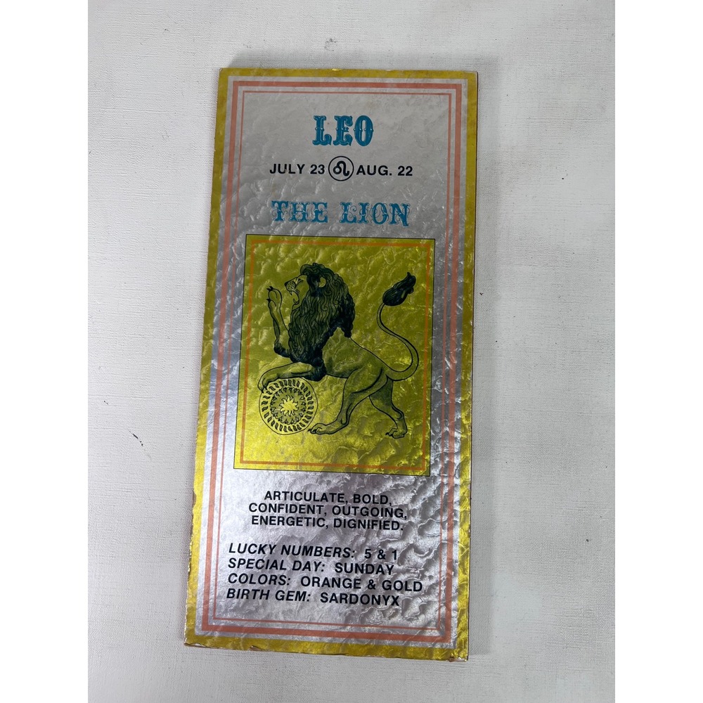 Vintage Leo Zodiac Sign July 23 - Aug 22 The Lion 70s‎ Horoscope Wall Hanging